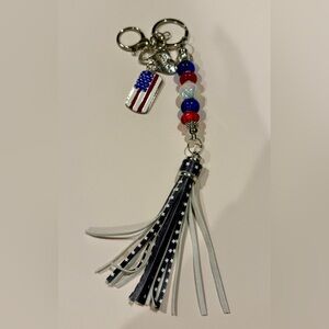 Patriotic Beaded Keychain with Tassel